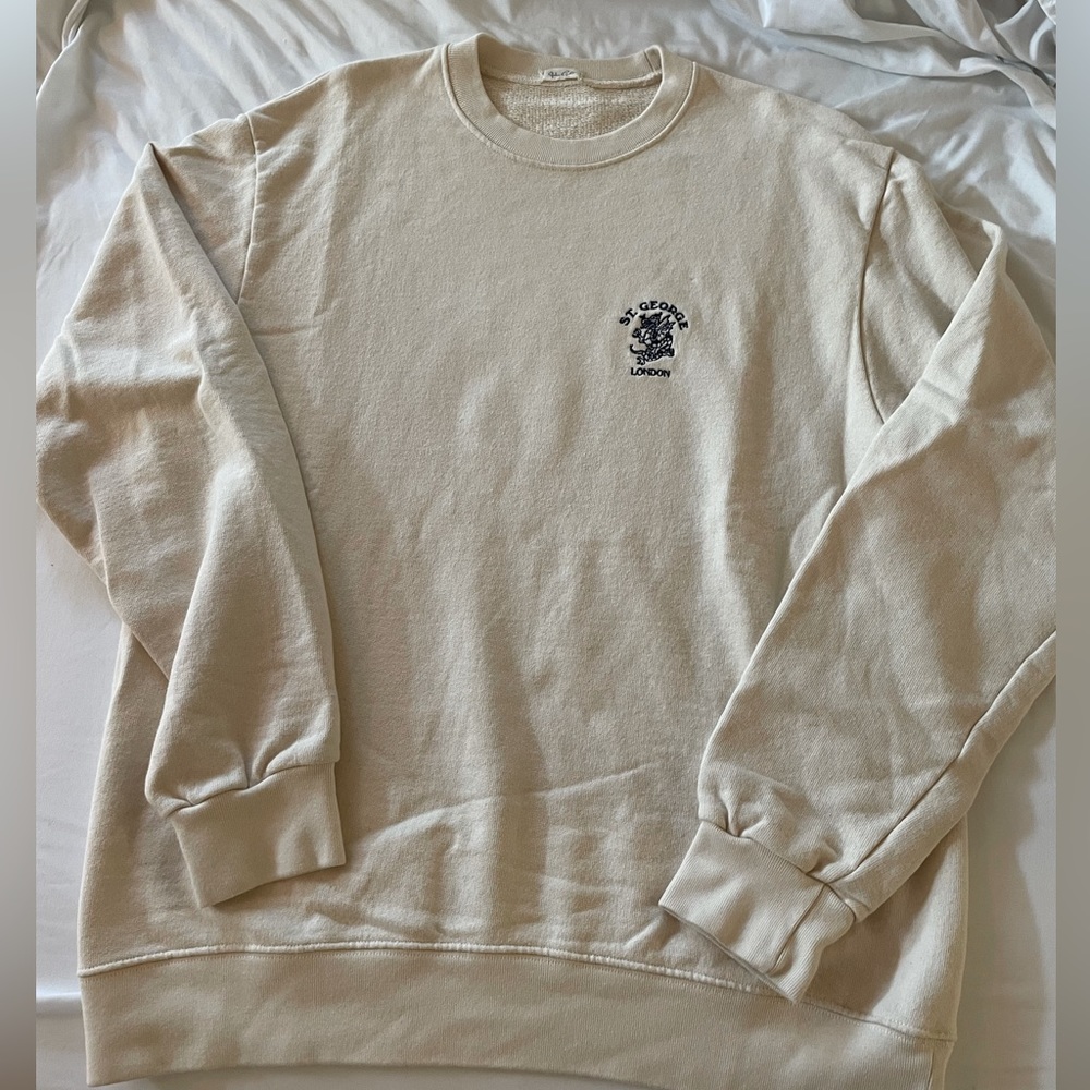 John Galt crewneck cream colored St. george never worn, oversized fit, one size